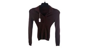 Shushu/tong Women's Lapel Fitted Cardigan, Burgundy, Size Unknow, New Without Tags