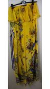 Camilla Strapless Jumpsuit with Frill, Yellow, Size L