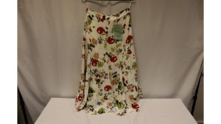 Erdem Christina Pleated, Floral-print, Silk Crepe De Chine Midi Skirt, Size 10. Some damage