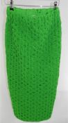 Ganni Smocked High Waist Pencil Skirt, Green, Size UK 6