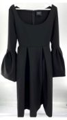 A.W.A.K.E. Women's Mode Crepe Bonded Heavy Puff Sleeve Full Skirt Dress, Black, Size EU 40