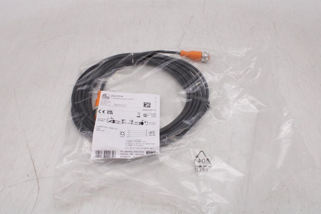 Ten IFM Electronic Male 4 Way M12 to Female 4 Way M12 Sensor Actuator Cable, 5m, EVC014