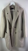 M&S Women's Long Coat, Polyester, Lined, Long Sleeve, Bobbly, Collard, Beige, Size 16. Used