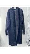 Tamar Keburia Women's Tamar 44" Long Coat, Long Sleeve, No Buttons, Suede Feel, Lined, Black, Medium