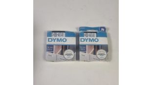 Two Dymo D1 Label 45013 12mm, Black/White. Box damaged
