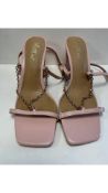 Mixx Shuz Women's Square Toe Sandal with Gold Chain, Pink, UK 6.5. No Box