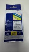 Brother 24mm Adhesive Laminated Labelling Tape Cassette, Black On White