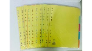 Rexel Manilla A4 Dividers 5 Part, Assorted Colours, Pack of 30