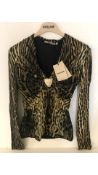 Roberto Cavalli Women's Ocelot-Print Panther Head Top, Leopard, Size UK 12