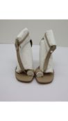 Burberry Women's Toe Ring Leather Sandal, Beige, UK 4