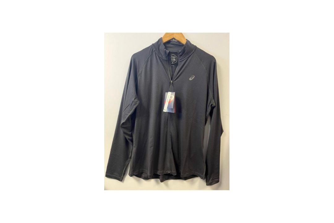 Asics Women's Full Zip Running Long Sleeve Top, Dark Grey Heather, Size XL