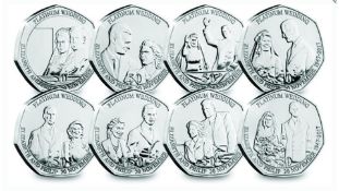 IoM Platinum Wedding set of 50p coins