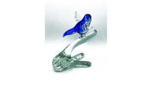 Murano Bluebird on Branch