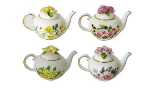 Four Country Cottage Teapots by Royale Stratford