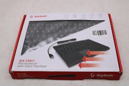 Keysonic ACK-540U+ Black Mini Keyboard with Integrated Smart Touchpad. Box damaged