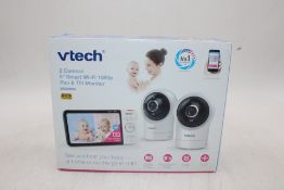VTech Digital Video Smart Wi-Fi Pan 5 Inch Tilt Monitor with 2 Cameras, White. Box damaged