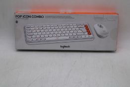 Logitech Pop Icon Combo Wireless Keyboard and Mouse Set, Off White