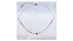 Coeur de Lion Necklace, GeoCube, Pink Aventurine, Rose Gold & Peach