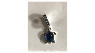 Pandora Murano Glass Sea Turtle Sterling Silver Dangle Charm