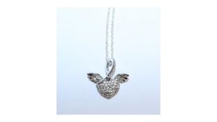 Pandora Pave Heart & Angel Wings Necklace Sterling Silver 45cm
