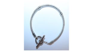 Pandora Moments T-Bar Snake Chain Bracelet Sterling Silver 16cm