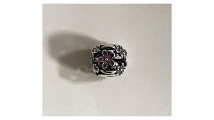 Pandora Openwork Purple Daisy Sterling Silver Charm