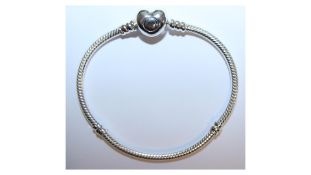 Pandora Moments Heart Clasp Snake Chain Bracelet 17cm