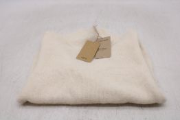 A.P.C. High Neck Short Sleeve Knit Sweater, White, Size S