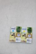 Two Epson 604XL Printer Ink Cartridges to include 1x Cyan C13T10H44010, 1x Yellow C13T10H24010, Exp