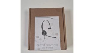 Two Plantronics EncorePro 510, HW510 Over Ear Headset. Box damaged
