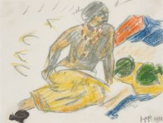 Max Pechstein. Seating half-nude. 1911