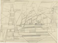 Walter Dexel. Leuchtturm und Segelschiff (Lighthouse and sailing ship). 1912