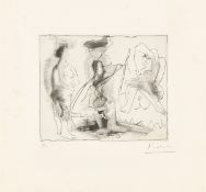 Pablo Picasso. ”Peintre et modèle nu assis avec une spectatrice”. 1963/67