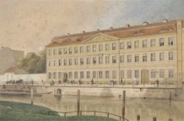 Eduard Gaertner. ”Das Joachimsthalsche Gymnasium an der Burgstraße” (Berlin). 1857