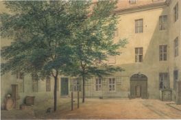 Eduard Gaertner. ”Hof des Joachimsthalschen Gymnasiums” (Berlin). 1857