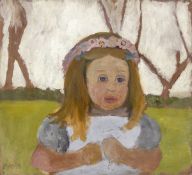 Paula Modersohn-Becker. ”Brustbild Elsbeth mit Margeriten im Haar”. Circa 1901