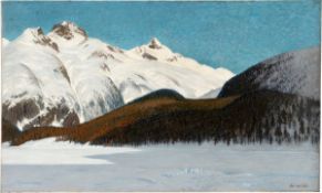 Hans am Ende. View of the Winter Mountain Scenery from Lake St. Moritzer. Presumably 1910