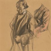 Adolph Menzel. Middle-aged Man with a Hat, facing left, and a Costume Study.