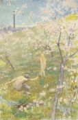 Max Pietschmann. Nymph and Faun beneath the Cherry Trees. Circa 1900