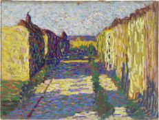 Arthur Segal. Street Perspective (on the reverse: Portrait Study of Ernestine Segal). Circa 1908/09