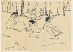Ernst Ludwig Kirchner. Women at the Edge of the Forest (on the reverse: Portrait of a Girl). 1910