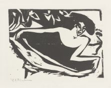 Ernst Ludwig Kirchner. ”Tänzerin mit gehobenem Rock”. 1909