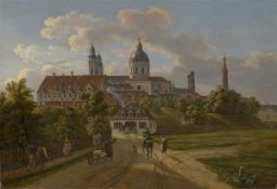 Heinrich Adam. View of Munich from the Schwabinger Tor with the towers of the Theatiner Church. 1823