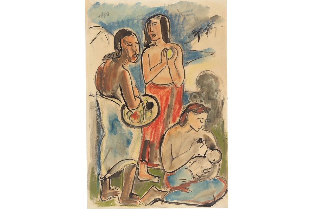 Max Pechstein. Studie nach Paul Gauguins „Maternité II“. - Bild 1 aus 4