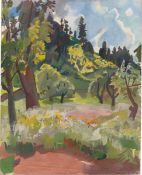 Otto Herbig. Mountain meadow with trees. 1932