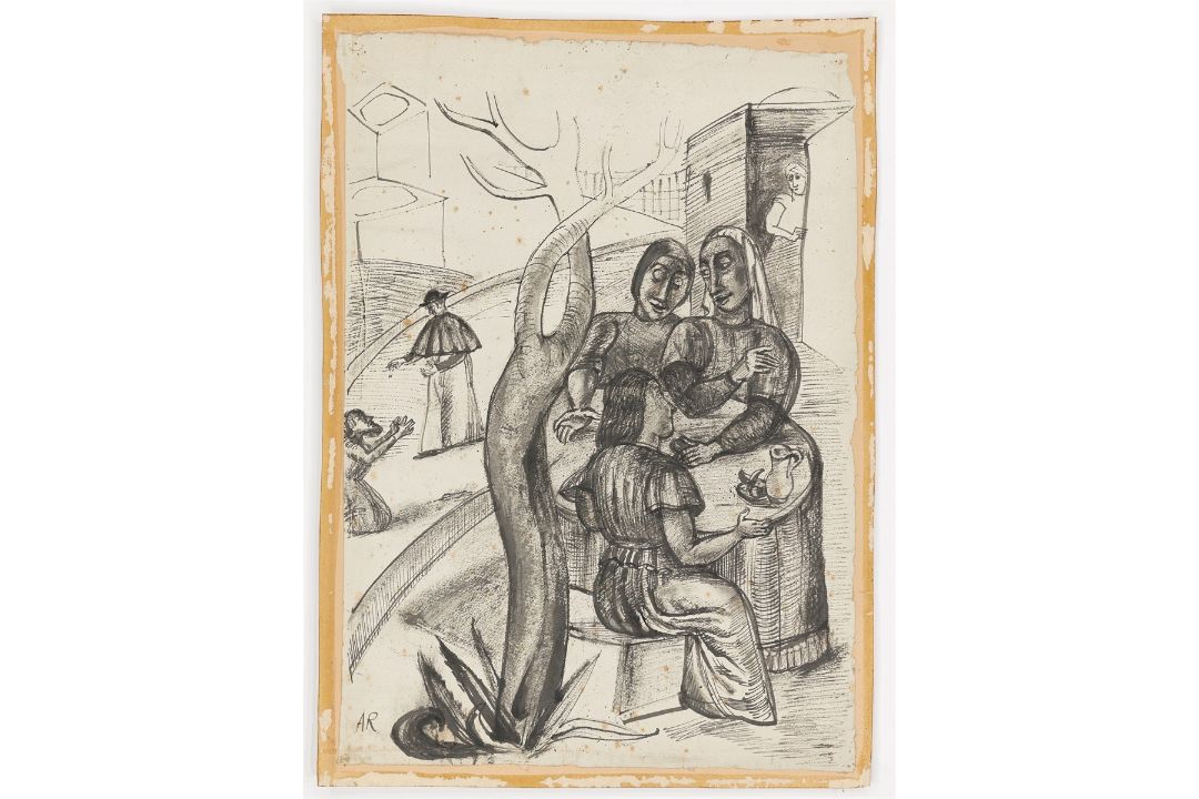 Anita Rée. „Dorfszene, Positano“. Um 1922/25 - Bild 2 aus 3