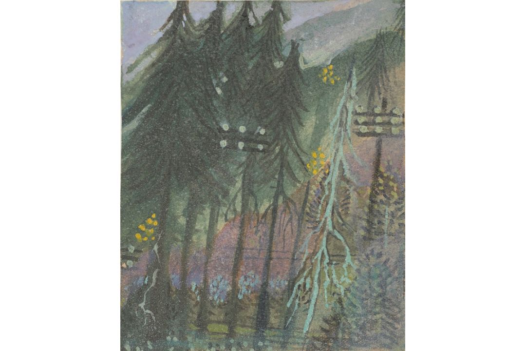 Gottfried Brockmann. „Telegrafenmasten im Wald“, aus der Serie „Eifelwanderung“. 1927 - Bild 1 aus 4