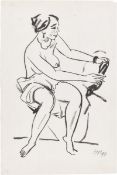 Max Pechstein. Sitting nude. 1917
