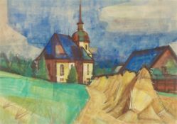 Hermann Glöckner. ”Kirche + Kornpuppen”. 1950