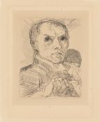 Max Beckmann. ”Selbstbildnis mit Griffel”. Circa 1916